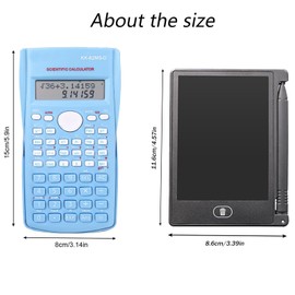 KK-82MS-D Portable Scientific Calculator with 4.4 Inch LCD Erasable Writing Pad, Engineering Scientific Calculator with 240 Functions Two-Line Display for Office, Students Back to School Supplies,Blue