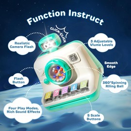 Baby Piano Musical Instruments Toys - Camera Themed Light Up Interactive Toys for Toddlers 1-3 Tummy Time & Infant Activity, 6-12 Month Toys First Birthday Gifts for Boys Girls Learning