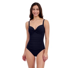 Profile by Gottex Women's Standard Tutti Frutti Black Sweetheart Front Twist One Piece Bathing Suit with Adjustable Straps Soft Cups