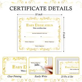 Baby Dedication Certificates, 25 Baptism Certificates for Church, Baptism Dedication Christening Gifts for Girls Boys, Baby Christening Party Supplies Decorations -02