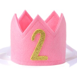 MADENG Dog Cat 2nd Birthday Hat, Pink Fabric Crown for Pet Themed Parties, Medium, Unisex, Durable, Hand Wash Only