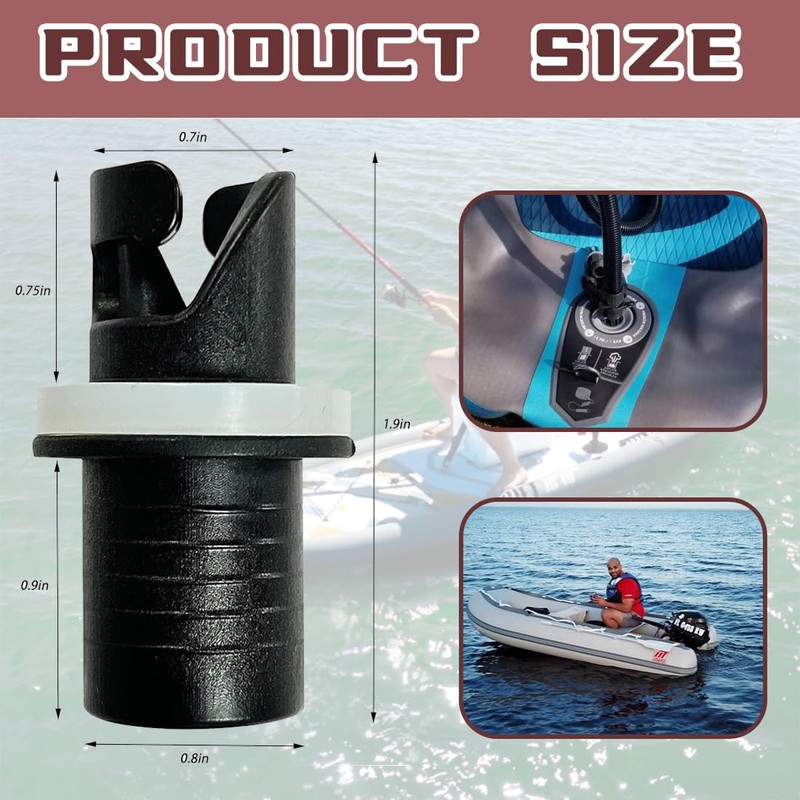 1 x Inflatable Boat Valves Hose Adapter Plug, Black Adapter