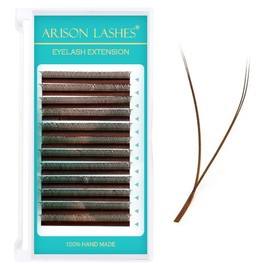 YY Eyelash Extensions D Curl 0.07 Mixed Tray Y Shape Weaving Prefabricated Fans Individual Extension Eyelashes (Brown-0.07D 9mm)