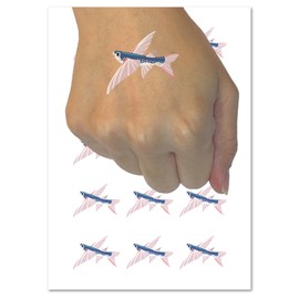 Flying Fish Soaring Temporary Tattoo Water Resistant Fake Body Art Set Collection - 54 1" Tattoos (1 Sheet)