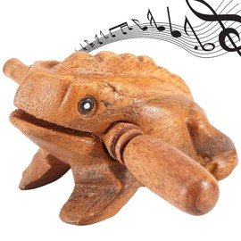XFLYP Guiro Wooden Frog with Mallet, Sound Music Frog Sound Animal, Strike Instruments Wooden Frog Guiro Rasp Music Instrument Sound Block, Stress Relief Toy