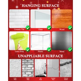 Duseu 12 Pcs Christmas Garland Hooks Garland Hanger for Mantle Xmas Stocking Holder Reusable Silicone Adhesive Straps Ties for Wreath Staircase Banisters Door Frame - Red Santa Claus