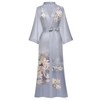 Women's Long Kimono Robe Floral Silk Robe Satin Silky Bathrobe