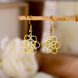 KKJOY Flower of Life Earrings Stainless Steel Celtic Knot Flower Pendant Earrings Eternity Flower Inspirational Amulet Jewellery for Women Charming Ladies, Stainless Steel, No Gemstone