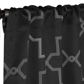 Superior Blackout Curtains for Bedroom, Window Accent, Farmhouse, Living Room, Insulated, Room Darkening, Thermal, Grommet Header, Trellis Collection, Set of 2 Panels, 52" x 84", Black