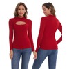 SHAPERIN Women's Mock Neck Long Sleeve Tops Cutout Front Sexy