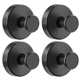 Suction Cup Hooks for Towels Robes, Heavy Duty Wreaths Hanger for Glass Door Bathroom Shower Hooks Stainless Steel, No Drill on Smooth Wall,Glass,Mirror, Tile for Swimsuit Washcloths (4, Black)