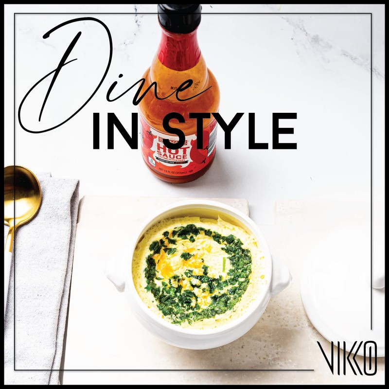 Vikko Soup Crocks With Lion Lids, 14 Ounce White Soup