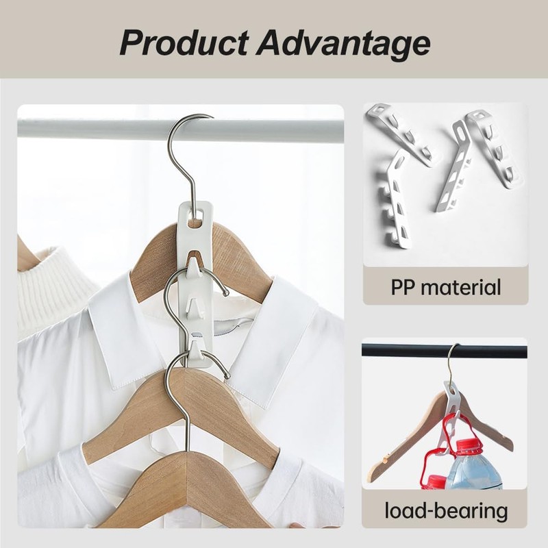 12pcs Clothes Hangers Space Savers,Space-saving connecting hooks for clothes hangers,New