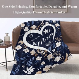 Naniopick I Love Mom Throw Blanket Gifts for Mom, 340GSM Mom Themed Gifts for Mom,50"x60"Christmas Birthday for Women, Floral Throw Decor for Bedroom Living Room Sofa Couch