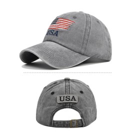 FEOYA Men Women USA American Flag Baseball Hats Military Army Hat Vintage Distressed Cotton Caps Washed Retro Adjustable Trucker Car Hats Sun Dad Hats