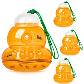 4 Pack Wasp Traps Outdoor Hanging Yellow Jacket Trap Reusable Carpenter Bee Traps for Outside Plastic Hanging Bee Catcher Hornet Trap Garden Insect Killer