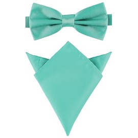 Ladeheid Men's Slim Bow Tie & Pocket Square Set M/P (12 cm x 6 cm, 22 cm x 22 cm) -