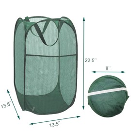 Aplter Pop Up Laundry Basket, Collapsible Mesh Laundry Hamper, Vertical Popup Hamper for Laundry, Clothes, Plush Toys, Green