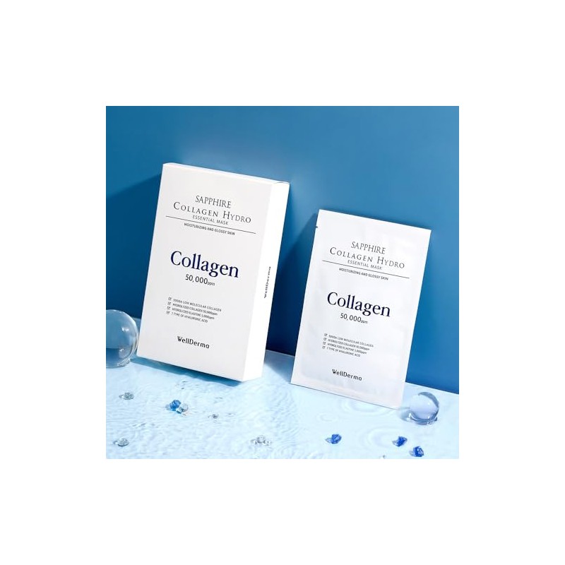 WELLDERMA Sapphire Colágeno Hydro Essential Mascarilla 10 Hojas Calmante Piel