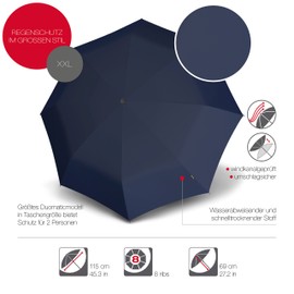 Knirps T.400 Extra Large Duomatic Folding umbrella, 36 cm, Blue (Navy)