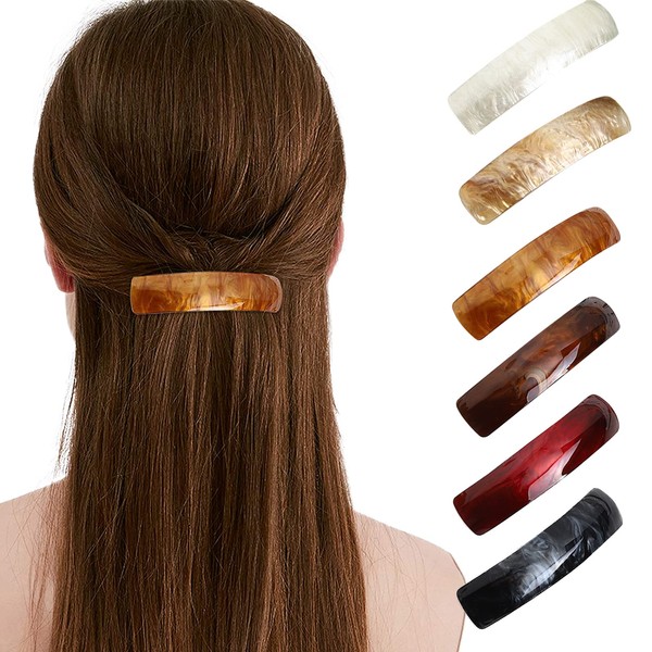 VEGCOO 6 Pieces Hair Clips, Automatic Large Classic Hair Clips for Fine Hair and Medium Thick Hair, French Vintage Hair Accessories for Women Girls (Amber)
