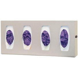 Bowman Dispensers Quad Glove Box Dispenser, Quartz Beige ABS, Divided, Wall Attachment, Made in USA, 4 Inch L x 22.63 Inch W x 10.13 Inch H