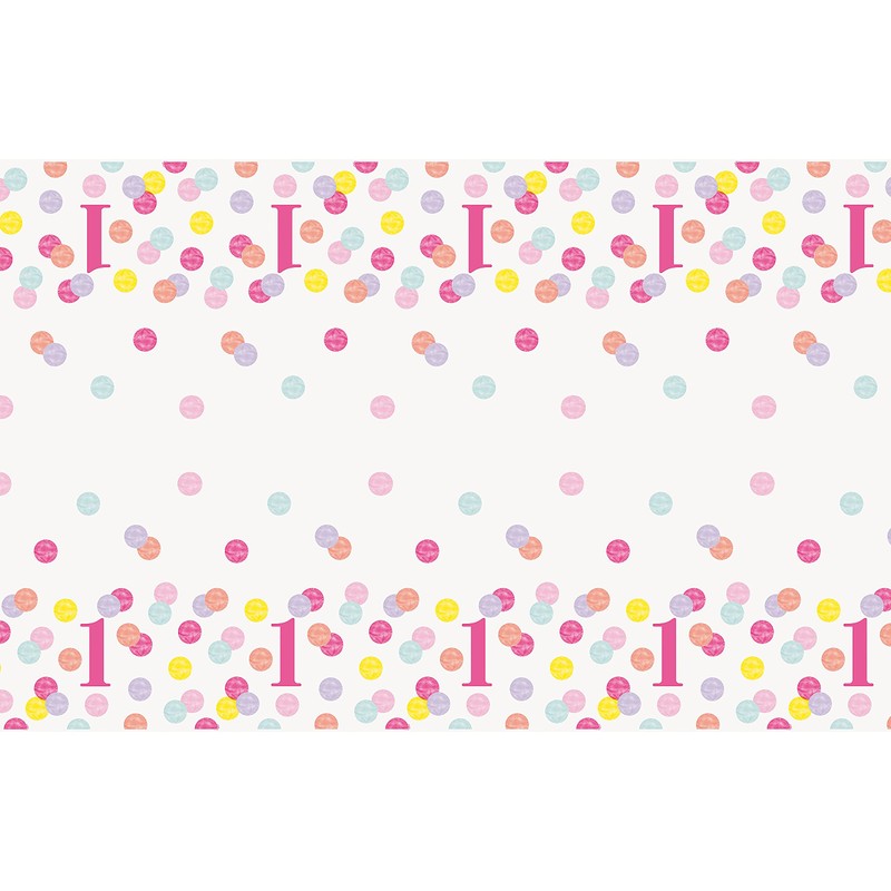 Pink Dots 1st Birthday Table Cover (137cm x 213cm) -