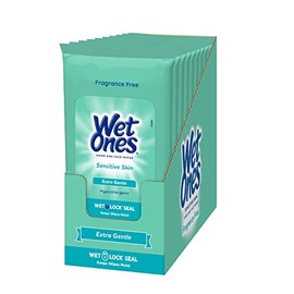 Wet Ones Sensitive Skin Wipes | Unscented Face & Hand Wipes, 20 ct. Travel Size (10 pack)