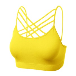 brasier deportivo para mujer, tirantes cruzados, bandeau, camisolas sin varillas, bralette, amarillo (102-yellow), XX Grande