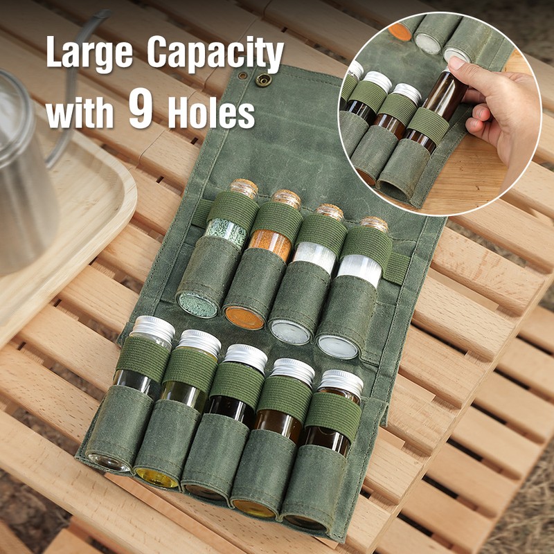 Portable Camping Condiment Bottle Storage Bag Mini Canvas Seasoning Storage