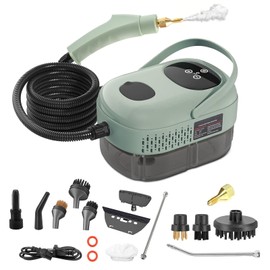 Steam Cleaner, Handheld 2500W Pressurized Heating Steamer for Cleaning,Multi-Purpose Steamer for Home Use with Water Tank, Steam Cleaner for Dirt, Grease,Grout,Tile, Floor,Couch,Car,Green