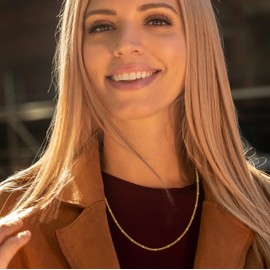 LIFETIME JEWELRY Tiny Curb Link Gold Necklace for Women with Divider Balls 24k Real Gold Plated Necklace (2.8mm, 18 inches)