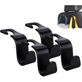 Timotech Set 4 Ganchos para Coche, Ganchos Organizadores de Carro, Ganchos para Reposacabezas de Coche, Organizador Universal para Bolso de Mano, Abrigo, Ajuste Universal para Coche