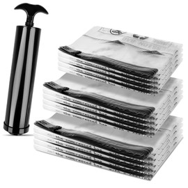 Vacuum Bags for Clothes, Pack of 12 Vacuum Bags for Duvets with Hand Pump (4 x 80 x 60 cm + 4 x 70 x 50 cm + 4 x 60 x 40 cm), Vacuum Clothes Bags for Travel, Moving and Storage