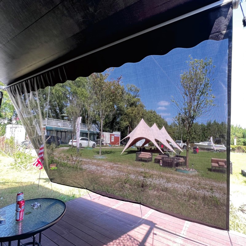 SHADEPLUS RV Awning Shade Screen Without Zipper 8'x17'3'',Black Mesh RV