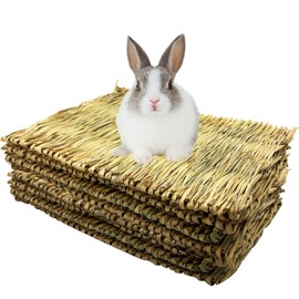 Tfwadmx Rabbit Grass Mat 8Pcs Large 16.5''x11'' Natural Woven Seagrass Mat Bunny Sleeping Bed Chew Mat Cage Chew Toy for Chinchilla Guinea Pig Ferret Guinea Pig and Small Animals
