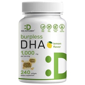 DEAL SUPPLEMENT DHA Supplements | 240 Softgels, Burpless, Lemon Flavor, DHA 1000mg + EPA 500mg, Wild Caught Fish