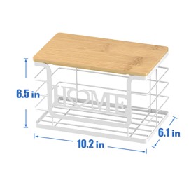 Trash Bag Holder, Thipoten Trash Bags Dispenser with Bamboo Top, Suitable for Garbage Bags Purchased Online or Supermarket, Perfect Storage Organizers for Cabinet, Under Sink (White, Large)