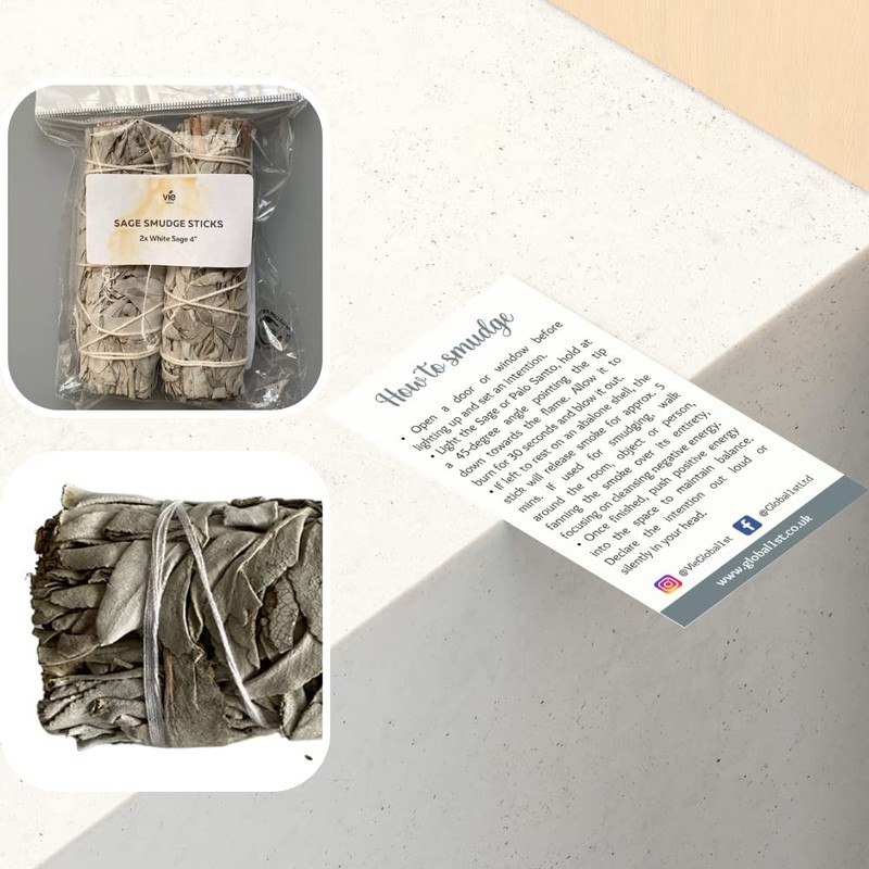 2x White Sage 4" Smudge Sticks