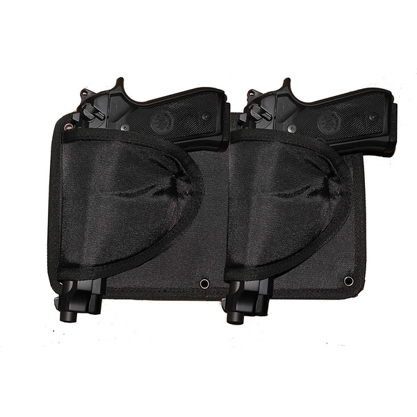 E-ONSALE Double Holster Gun Holder - Safely Mount a Handgun Almost Anywhere -Sets of Screws Included for mounting on Surfaces of Metal, Wooden, Concrete- Holds Nearly Any Size Pistols