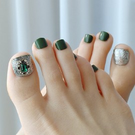 Pedicure attaching pedi tip, artificial toenail nail tip, 1 piece, PT406 Onyx Green / 페디큐어 붙이는 패디팁 인조발톱 네일팁, 1개, PT406오닉스그린