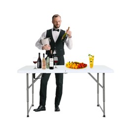 4Ft Folding Tables Portable Plastic Table Adjustable Height Folding Table 4 Foot Foldable Table Fold Up Lightweight, Folding Card Table Camping Table Office Table for Indoor/Outdoor Picnic Camping