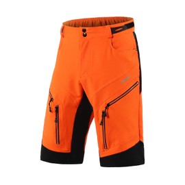 Arsuxeo 1903 Men's Loose Fit Cycling Shorts MTB Bike Shorts Waterproof, orange, l