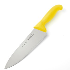 CURTA 8-inch Commercial-Grade Chef's Knife, NSF Listed, Ergonomic, Non-slip Yellow Handle, High Carbon 420 Stainless Steel Forged Blade Straight Edge, Dishwasher Safe, Rust Proof