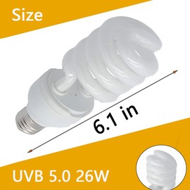 QeeHeng UVB Lamps for Reptiles 5.0 Turtle Bulb for Water Turtles Tropical Terrarium Lamps Energy-Saving Calcium Supplement for Tropical Rainforest Amphibian Snake Lizard (UVB5.0 26W)
