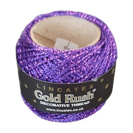 LINCATEX Gold Rush Metallic Decorative Thread 80 Metre Rolls 20 Colours (Purple)