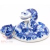 Gzhel porcelain figurine of the Snake with butterfly handmade Гжель