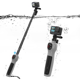 TELESIN Underwater Selfie Stick for Gopro with Bluetooth Remote Control, 33 Inch Waterproof Selfie Stick for Gopro Hero 12 11 10 9 8, Retractable Selfie Stick for Surfing,Snorkeling and Diving