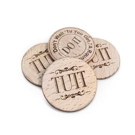 Trainers Warehouse Polished Wood Round TUIT Tokens (24/Set) | No Better Way to Say Don't Procrastinate! Do it Now Than with a A Round TUIT(Natural Wood)