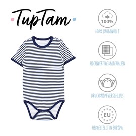 TupTam Baby Bodysuit Short Sleeve - Set of 3 Made from 100% Cotton up to Size 134, Colour mix 1